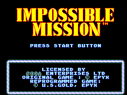Impossible Mission title screen for Sega Master System